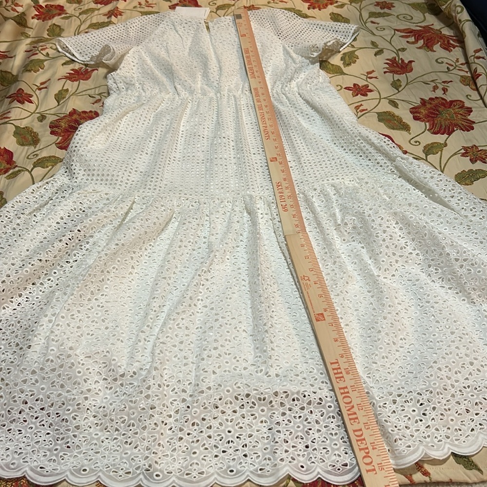 Diane Von Furstenberg Ivory Eyelet Midi Dress L NWT - Picture 11 of 14